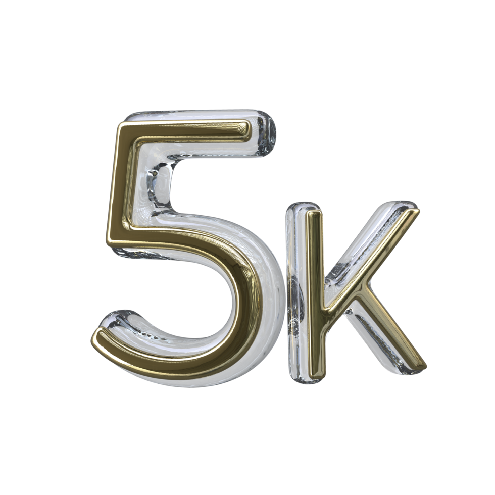 número 5k 3d render transparente fundo png