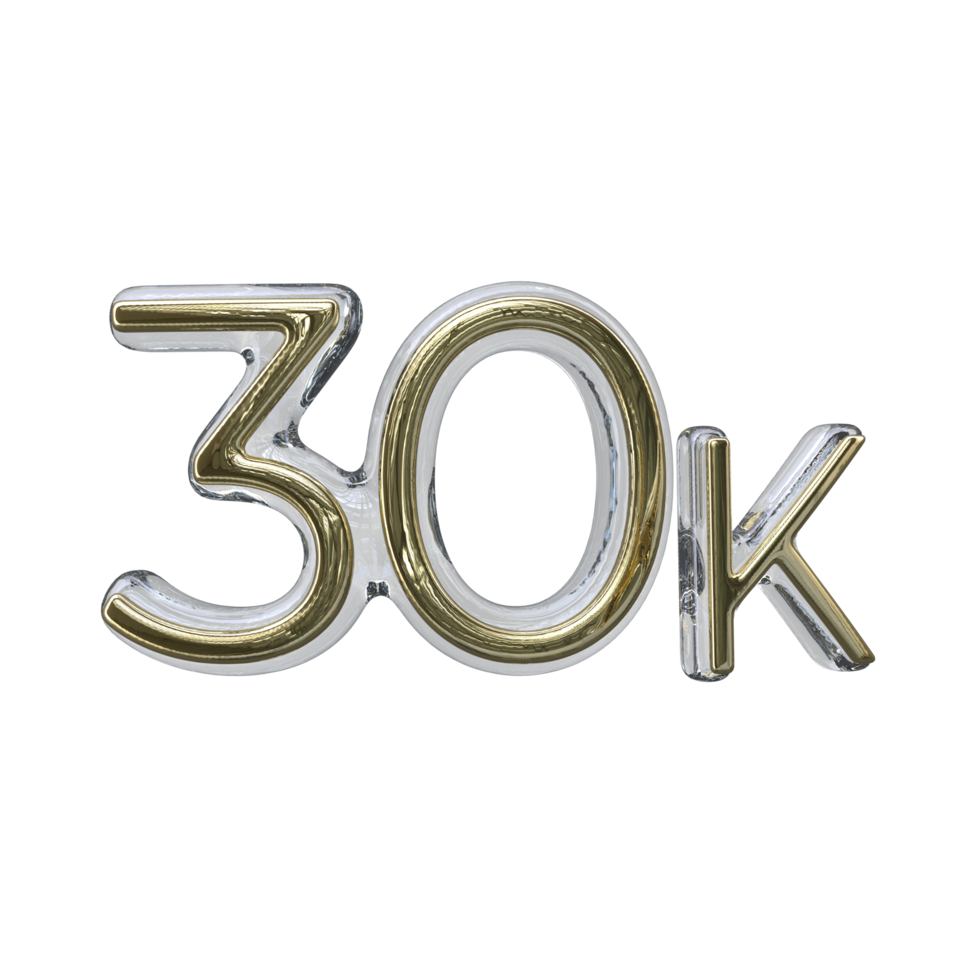 Number 30k 3D render transparent background png
