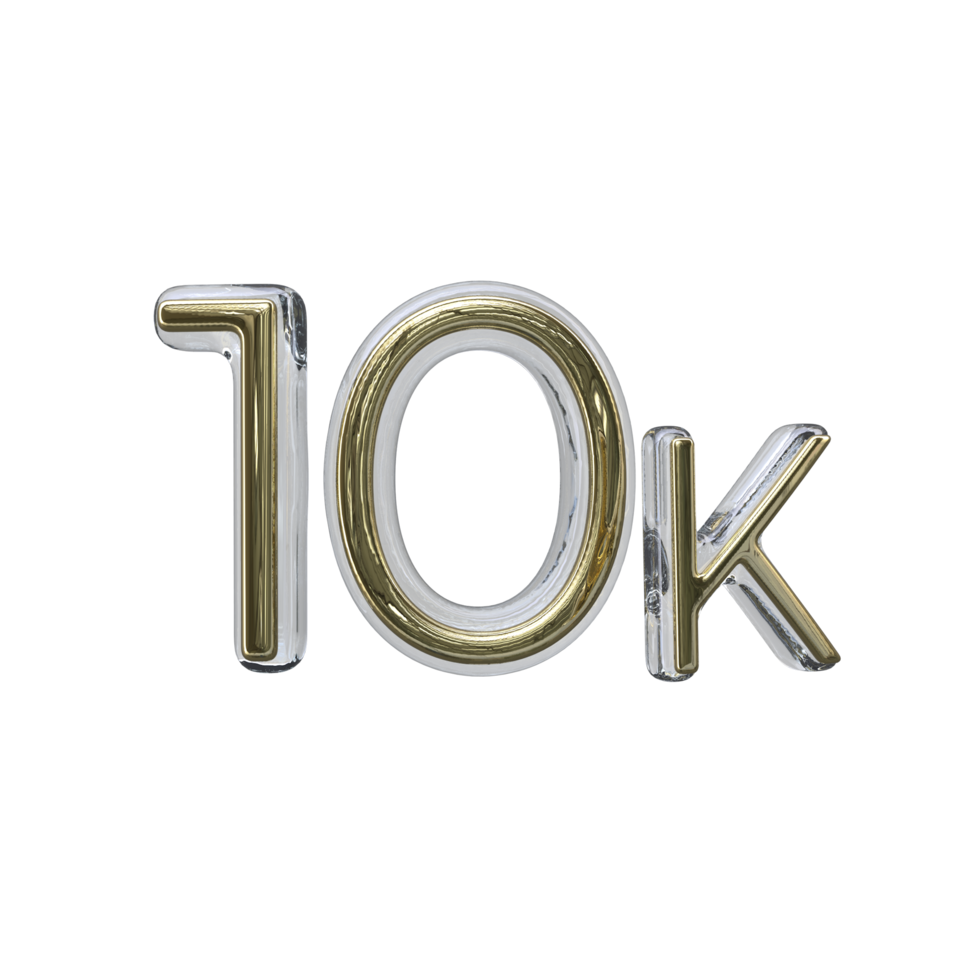Number 10k 3D render transparent background png