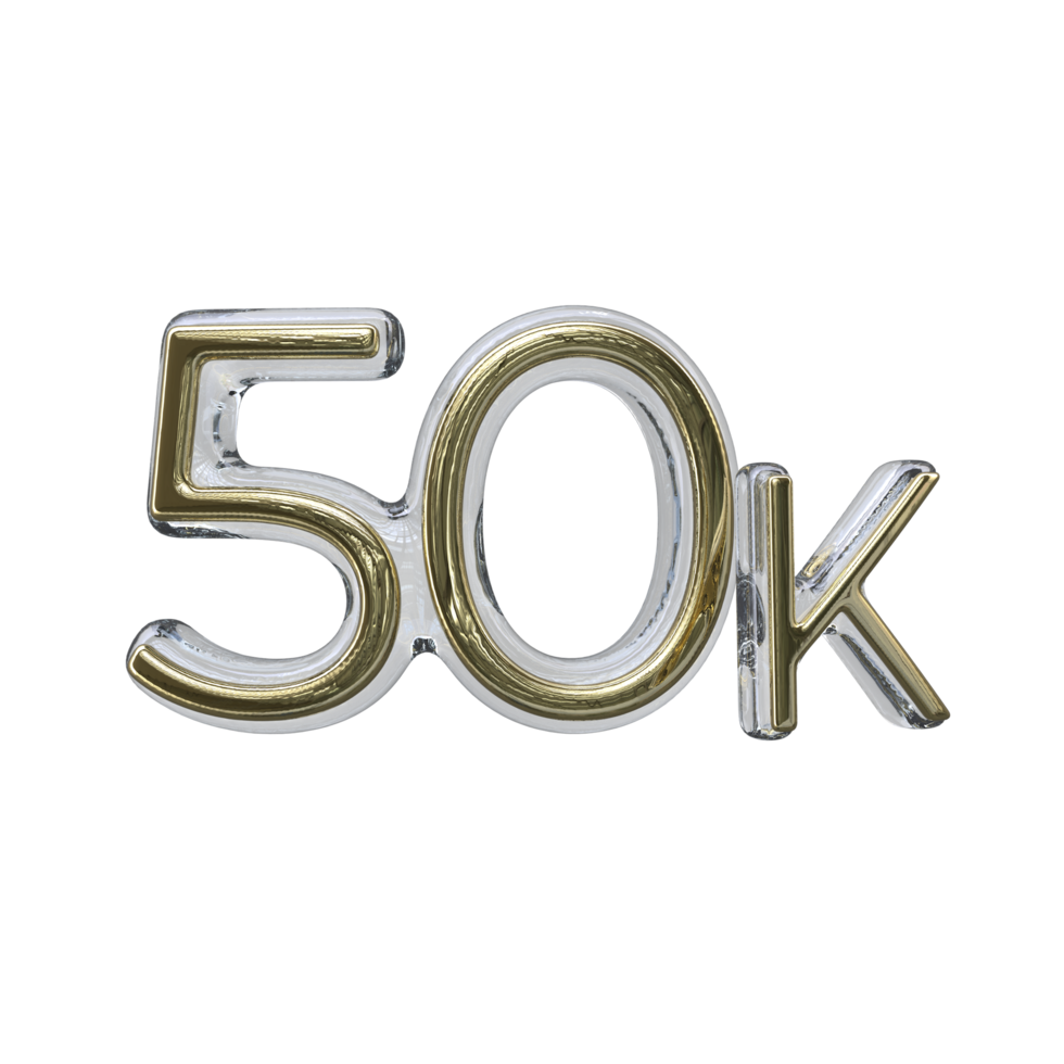 Number 50k 3D render transparent background png