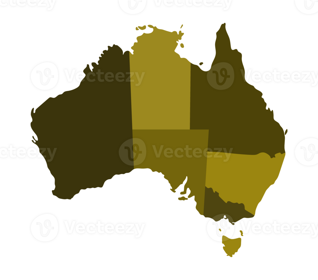 Australia map, yellow color regions map png