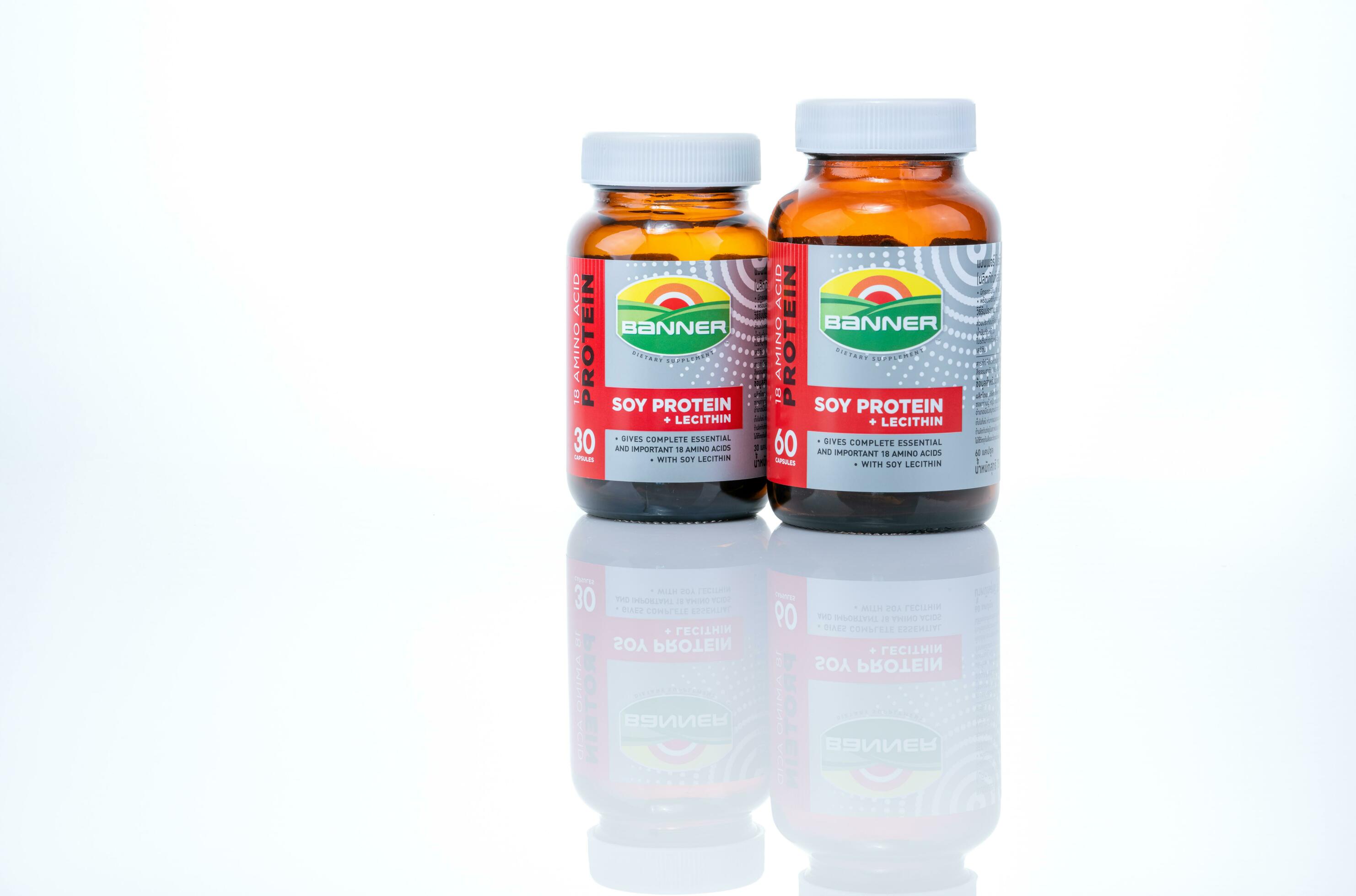 CHONBURI, THAILANDSEPTEMBER 23, 2022 Banner dietary supplement soy