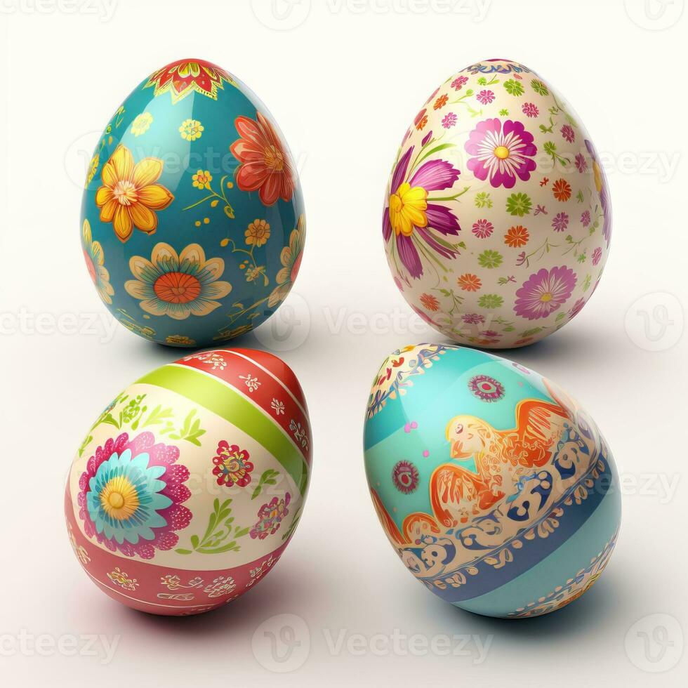 Set of colourful easter eggs photo