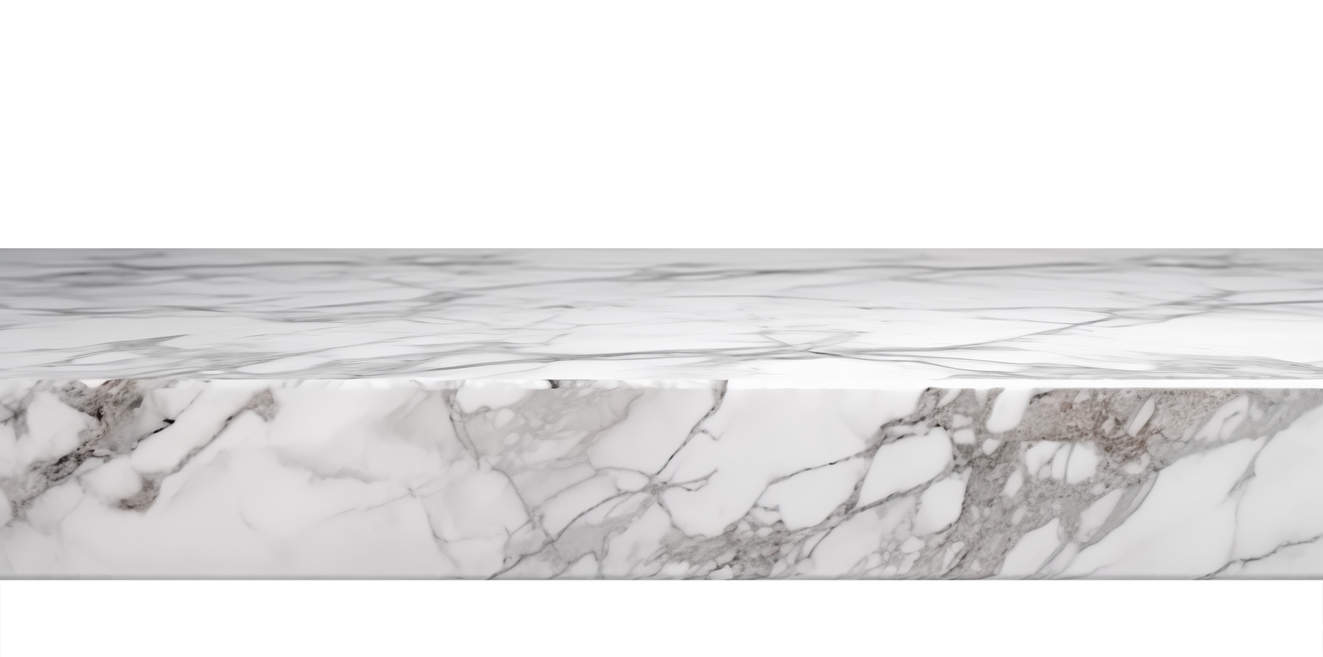 White marble table surface on transparent background, as PNG