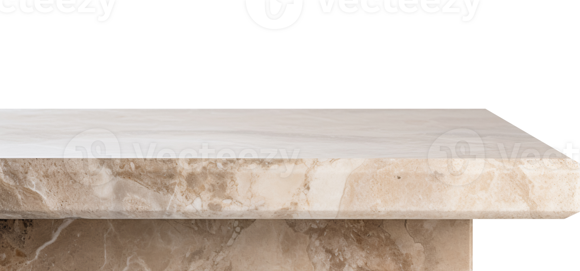 Beige stone table surface on transparent background, as . Front view. Tabletop. Cut out element. Copy space for your object, product presentation. Display, promotion, advertising. . png