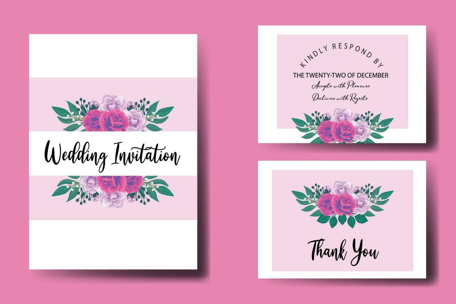 Boda invitación marco colocar, floral acuarela digital mano dibujado púrpura anémona flor diseño invitación tarjeta modelo vector