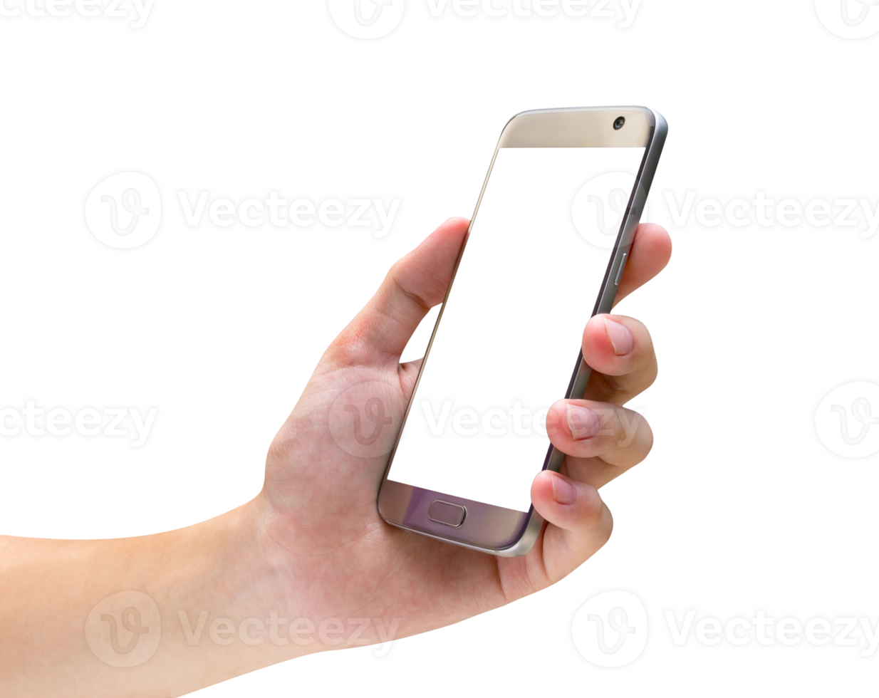 hand holding mobile smart phone  isolated png