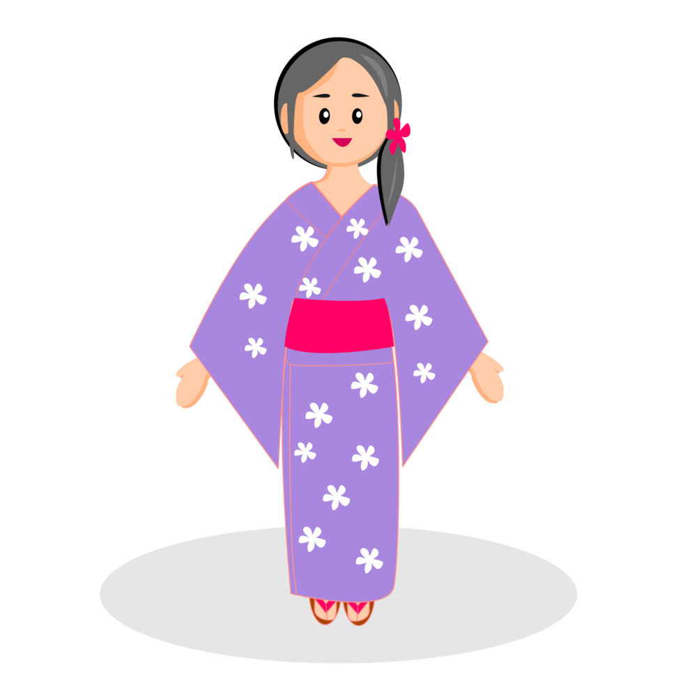 girl in purple yukata png