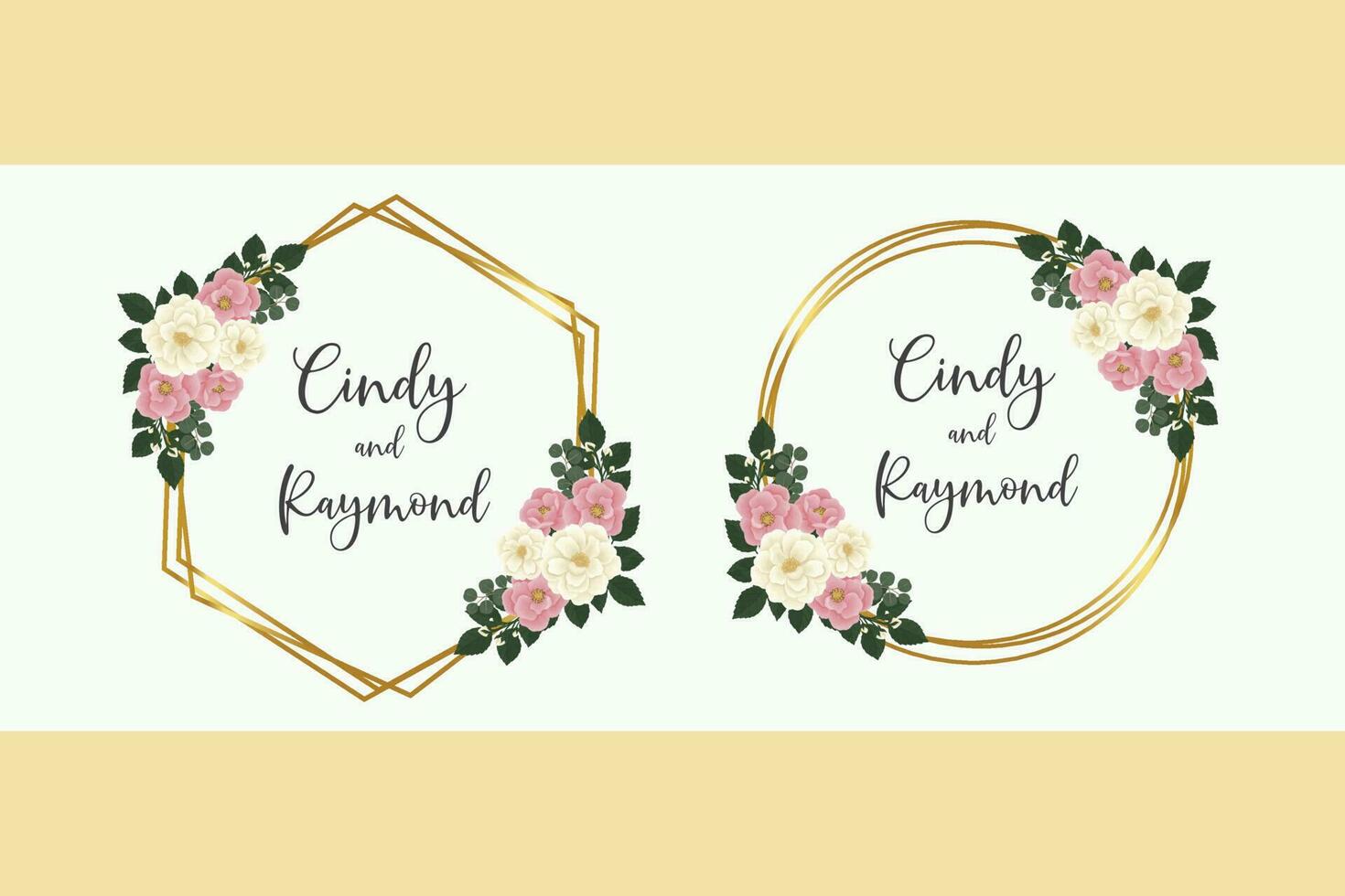 Wedding invitation frame set, floral watercolor Digital hand drawn Mini Rose Flower design Invitation Card Template vector