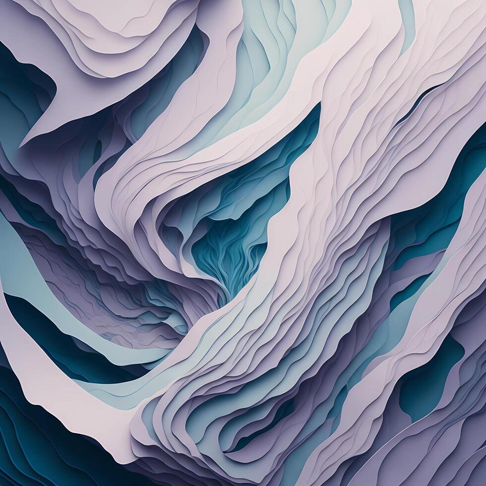 3D abstract background with wavy layers of paper cut shapes. Carving art. Cover layout material design template. Abstract realistic papercut decoration textured. photo