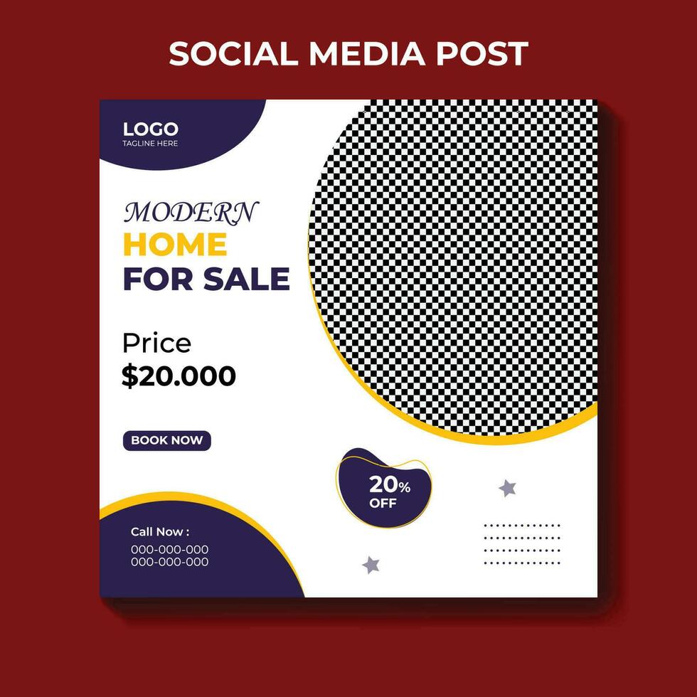Social media post template for Real estate house property sales vector