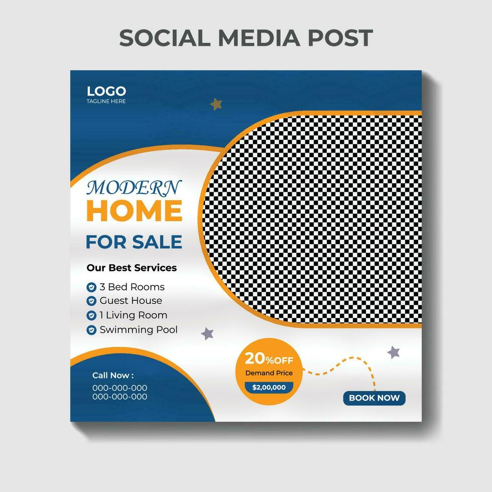 Social media post template for Real estate house property sales vector
