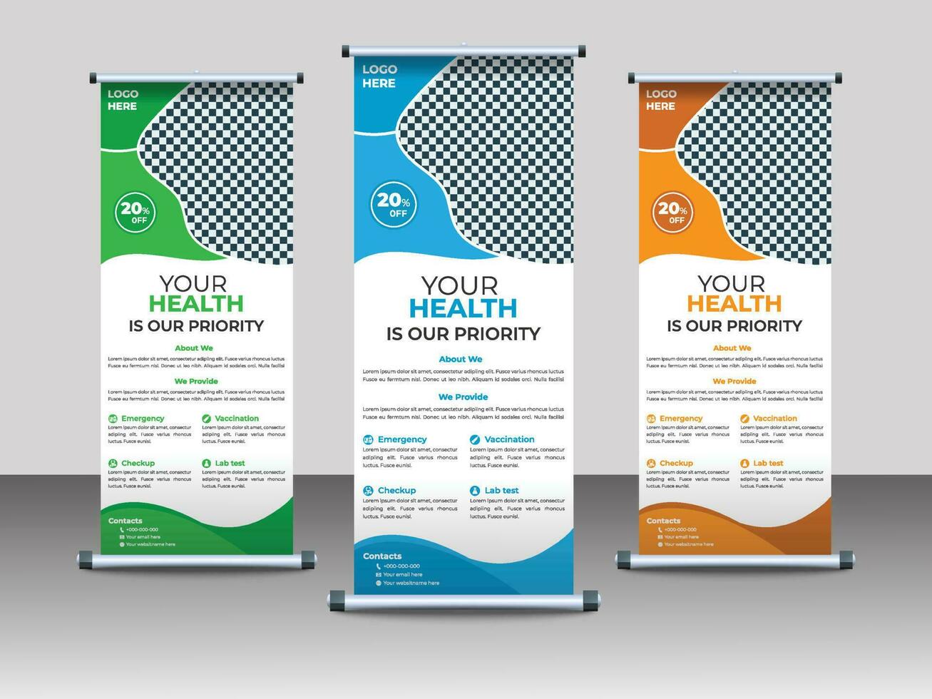 Professional Medical Roll Up Banner Design Template vector