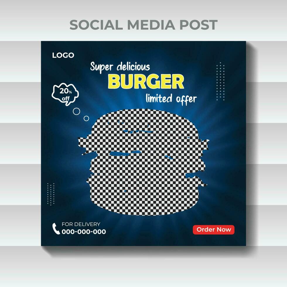 Social media Burger food promotion and post design template vector