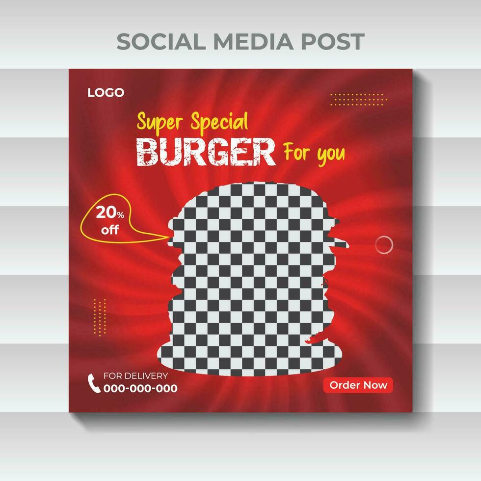 Social media Burger food promotion and post design template vector