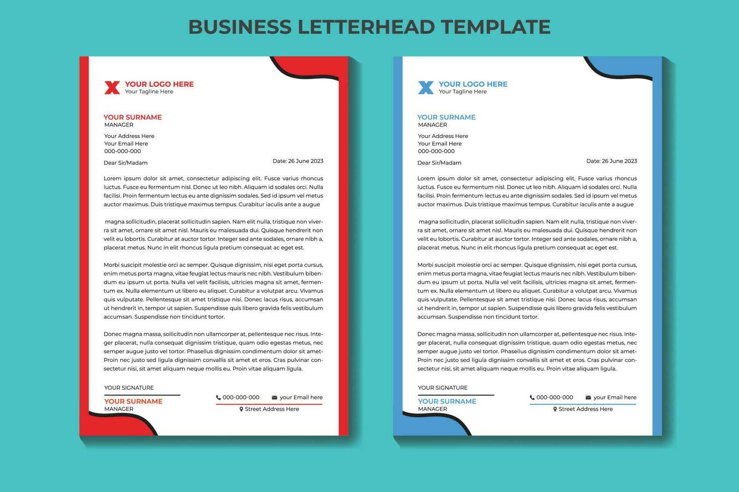 Corporate business letterhead template design template vector