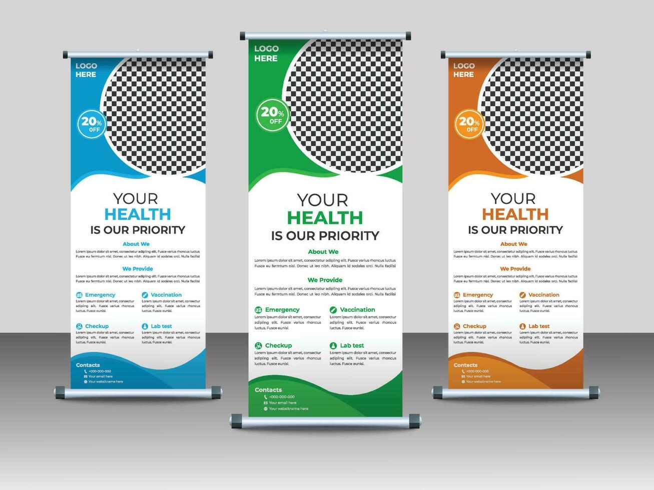 Professional Medical Roll Up Banner Design Template vector