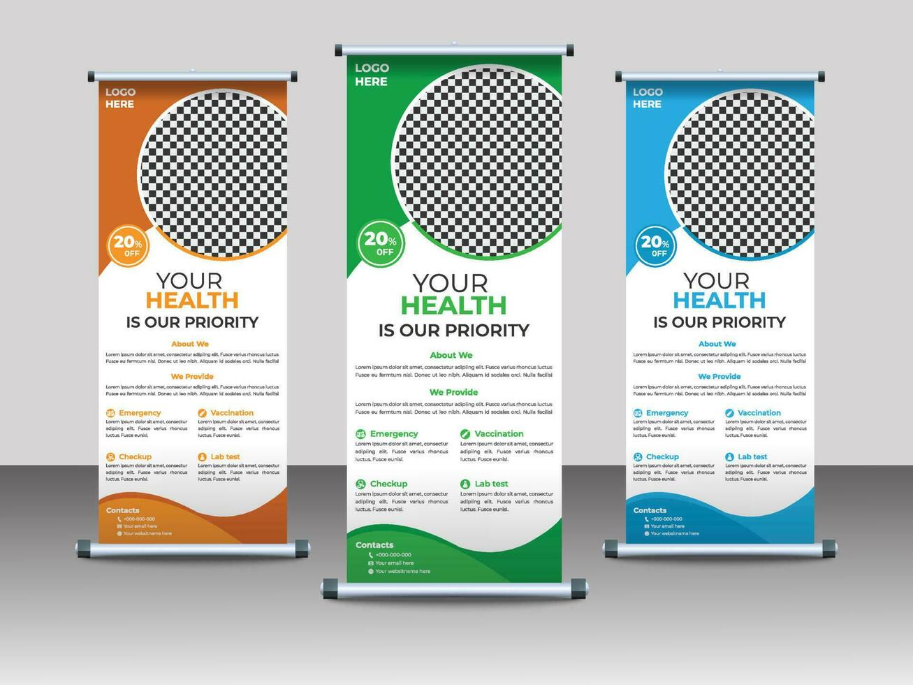 Professional Medical Roll Up Banner Design Template vector