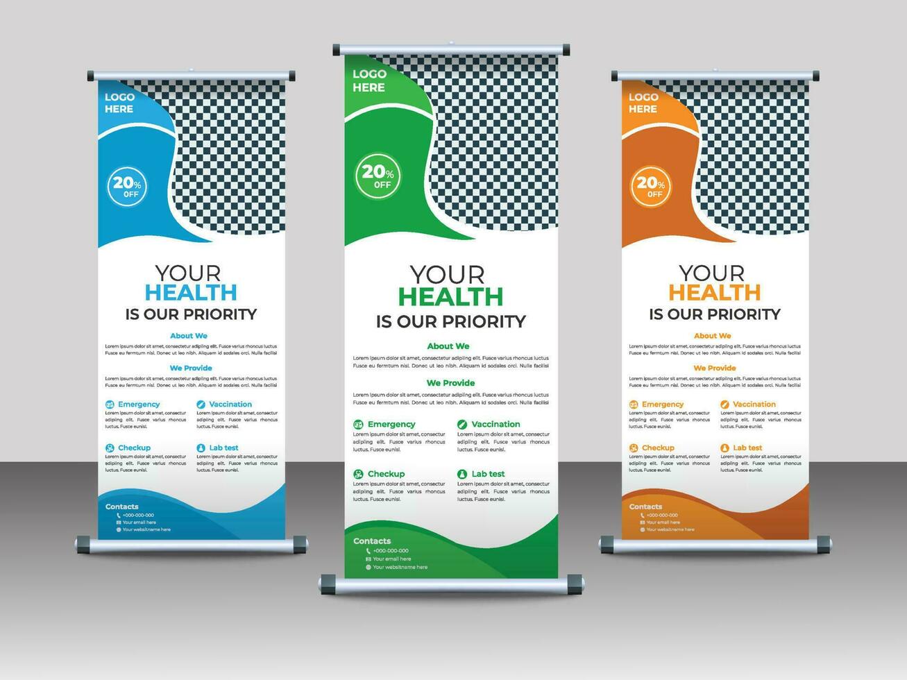 Professional Medical Roll Up Banner Design Template vector