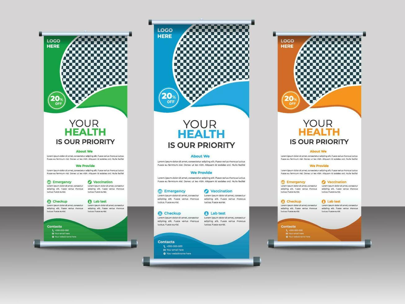 Professional Medical Roll Up Banner Design Template vector