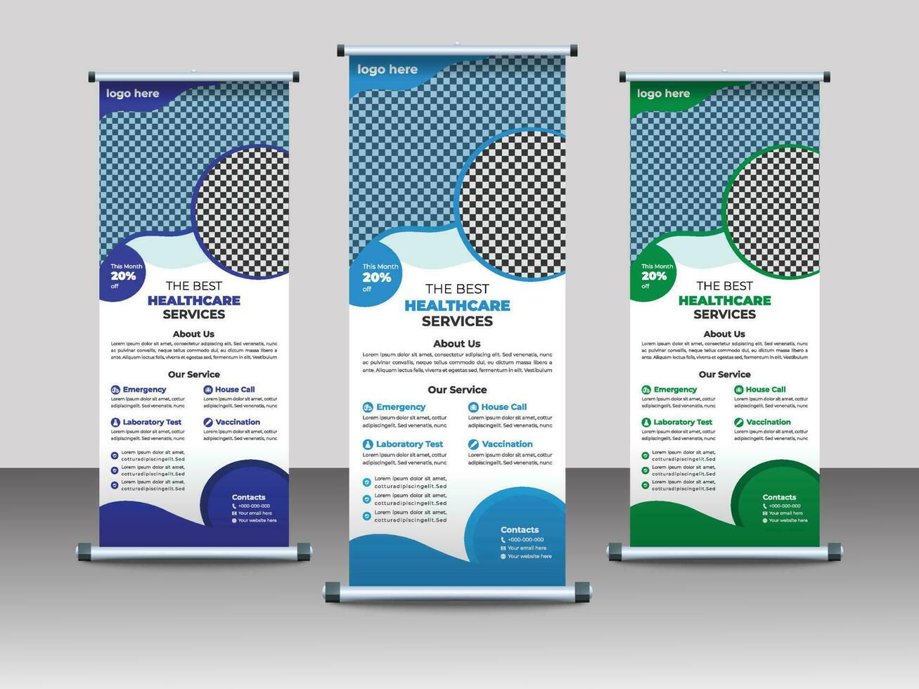 Professional Medical Roll Up Banner Design Template vector