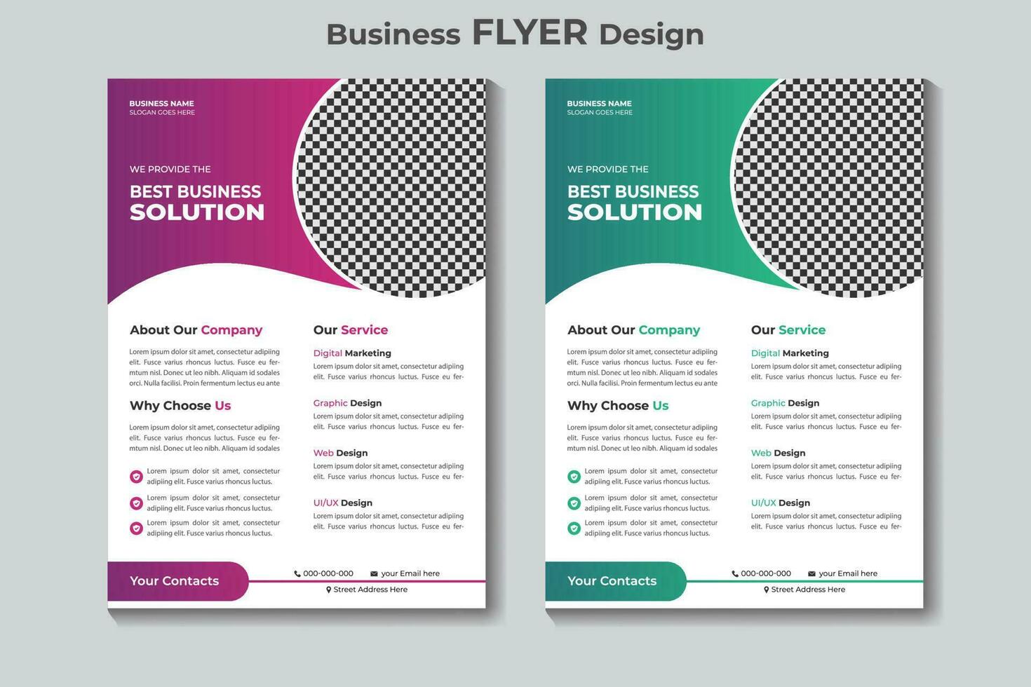 business flyer design template or creative brochure design vector