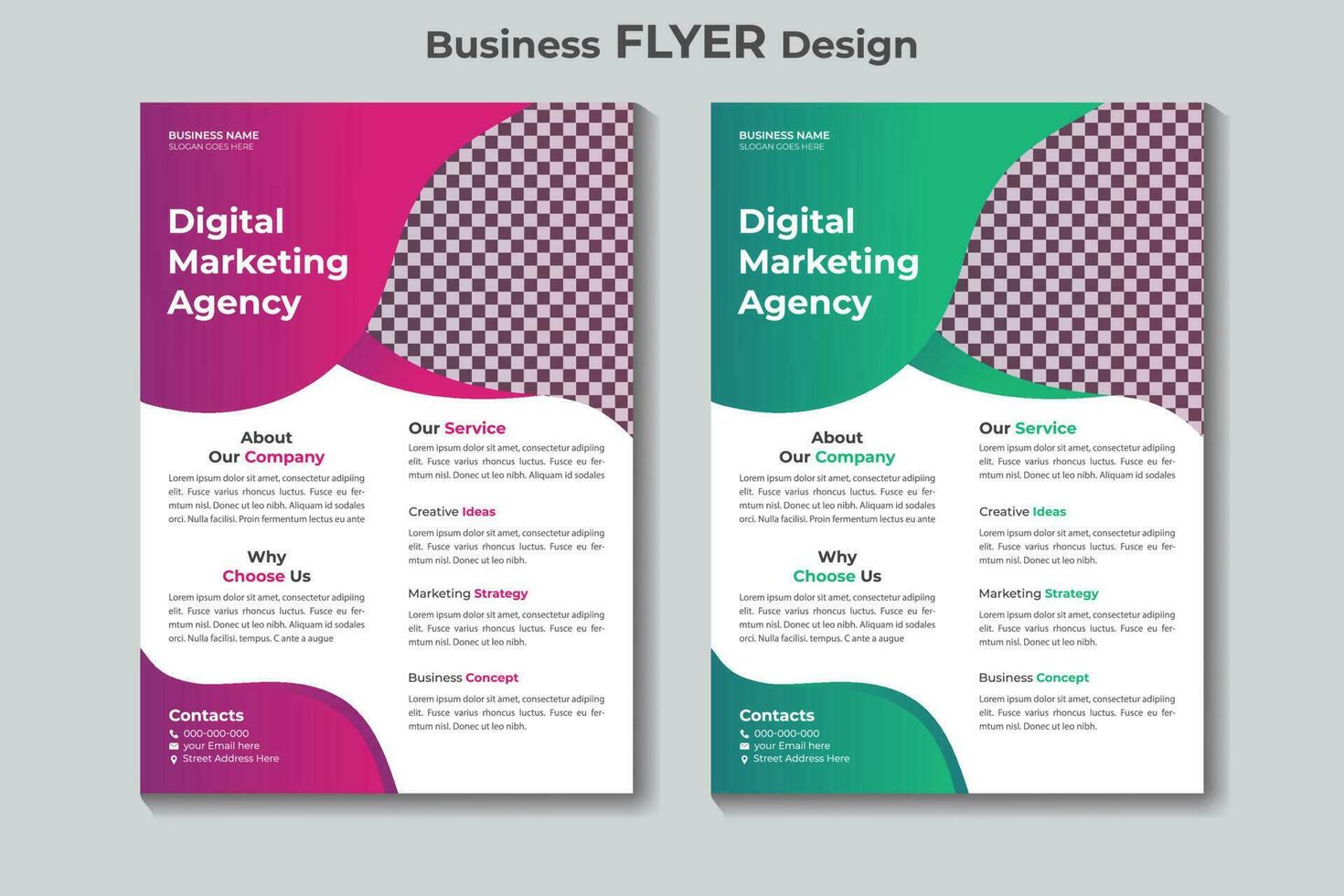 business flyer design template or creative brochure design vector