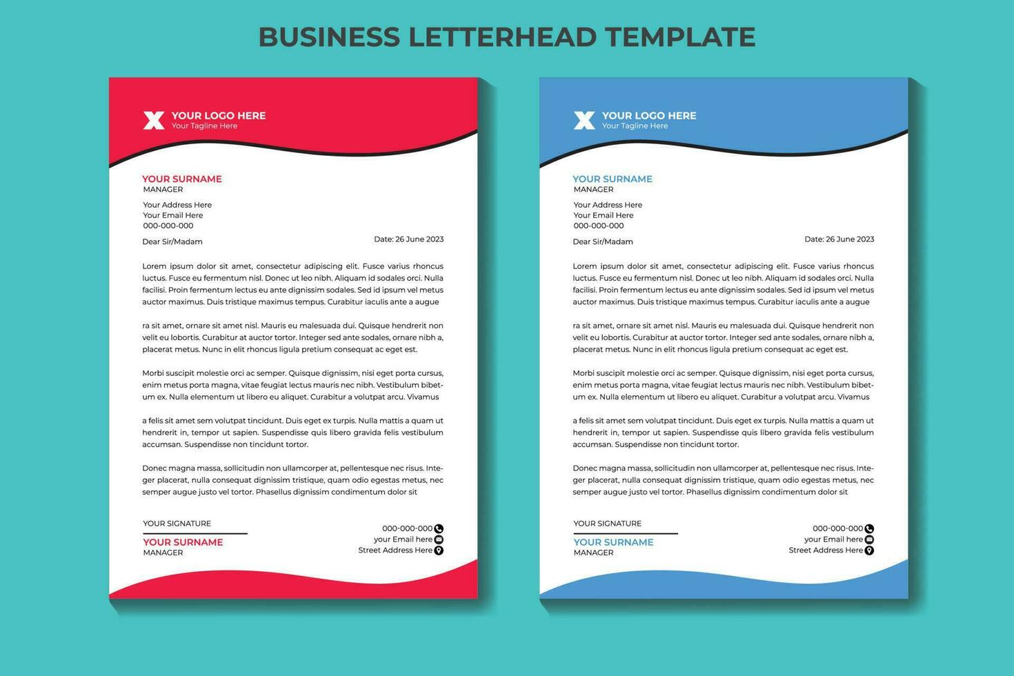 Corporate business letterhead template design template vector