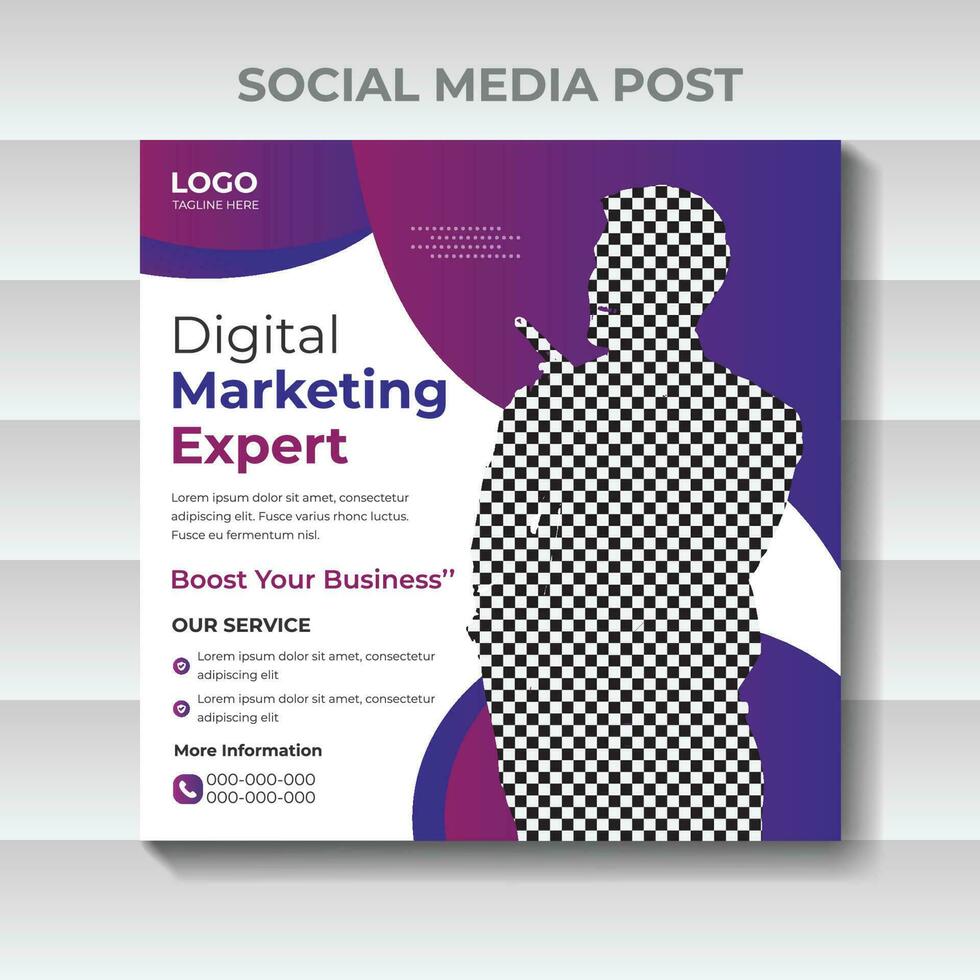plantilla de diseño de publicación de redes sociales de marketing de negocios digitales vector