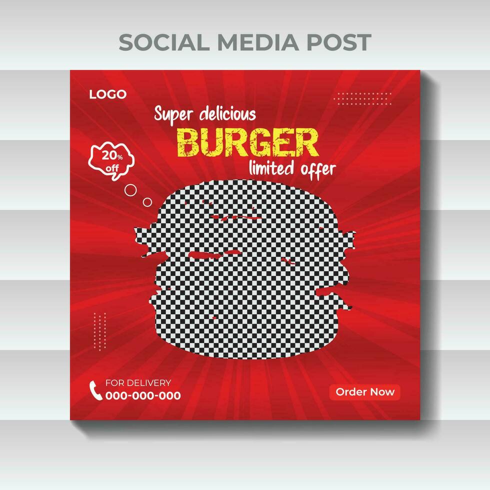 Social media Burger food promotion and post design template vector