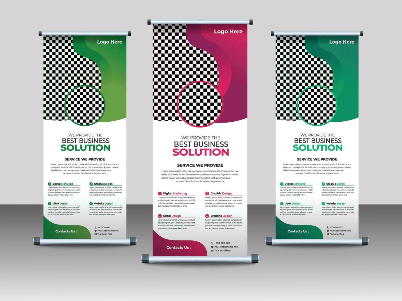 plantilla de diseño de banner enrollable de negocios profesionales vector