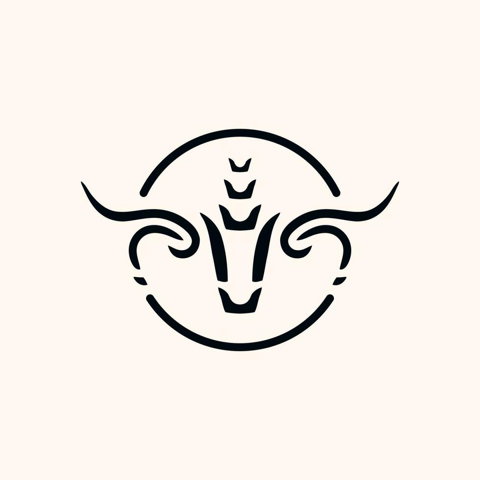 Modern minimalist bull head logo illustration design vector