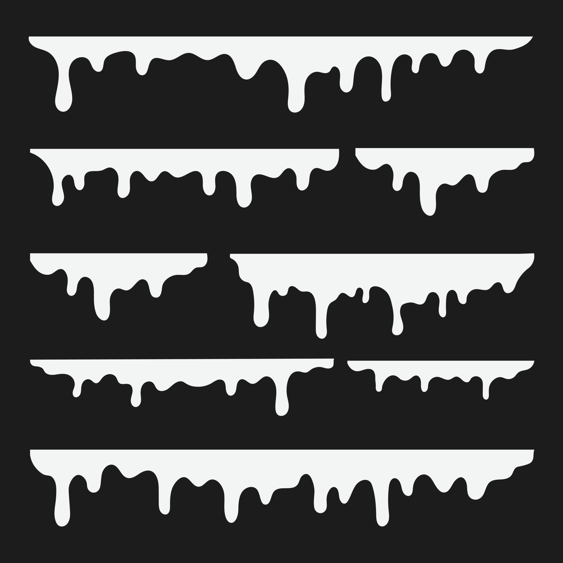 White melting drips paint collection. melt drips paint abstract liquid