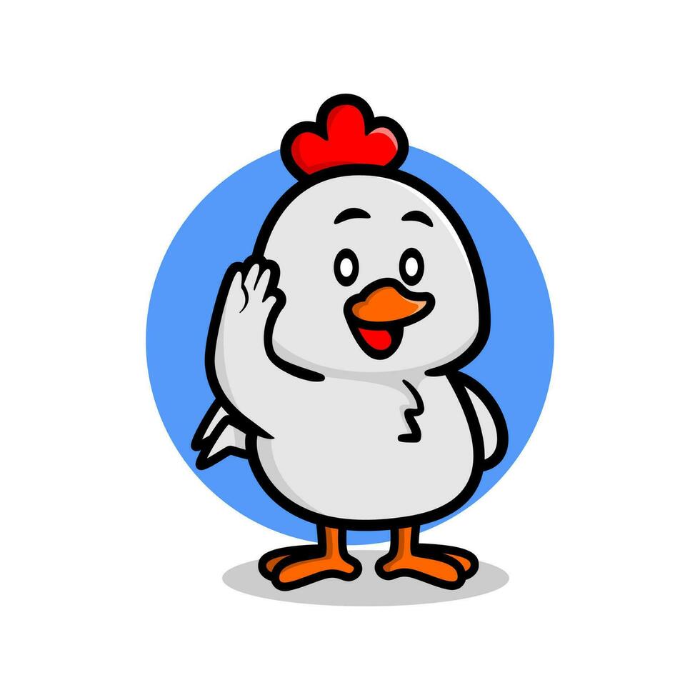 cute chicken mascot illustration. kawaii animal vector illustration.