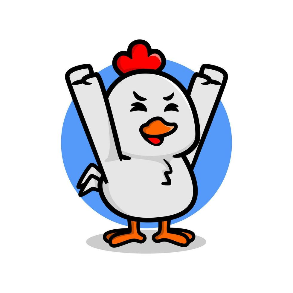 cute chicken mascot illustration. kawaii animal vector illustration.