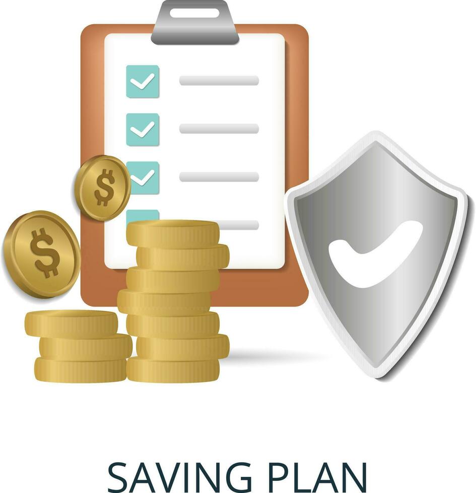 Saving Plan icon. 3d illustration from banking collection. Creative Saving Plan 3d icon for web design, templates, infographics and more vector