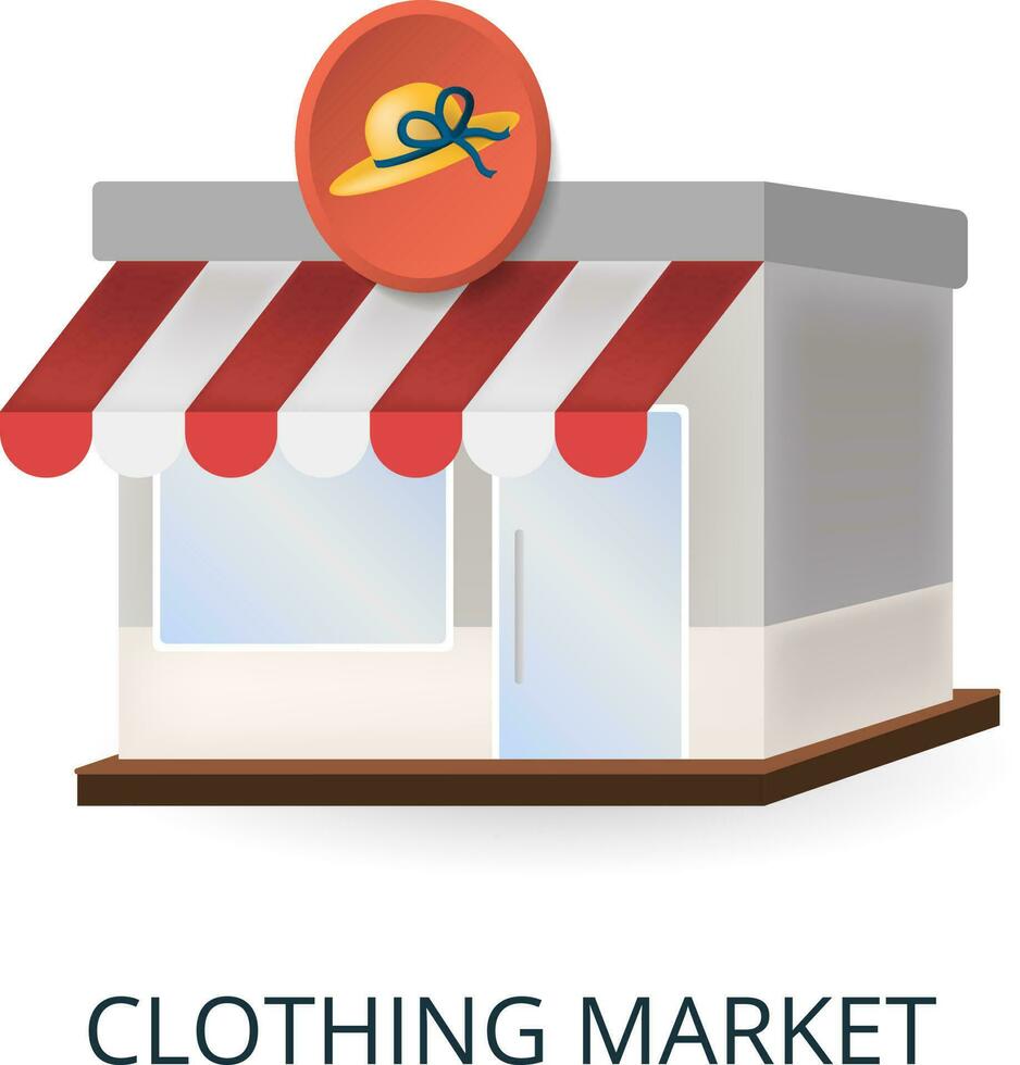 Clothing Market icon. 3d illustration from small business collection. Creative Clothing Market 3d icon for web design, templates, infographics and more vector