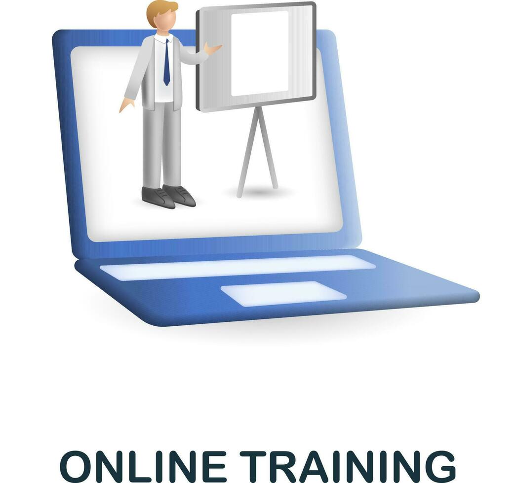 Online Training icon. 3d illustration from business training collection. Creative Online Training 3d icon for web design, templates, infographics and more vector