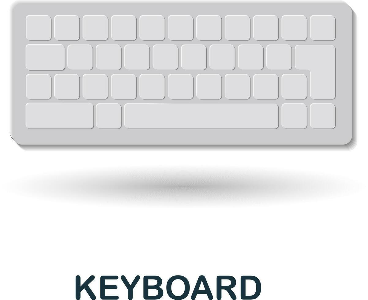 teclado icono. 3d ilustración desde blogger recopilación. creativo teclado 3d icono para web diseño, plantillas, infografia y más vector