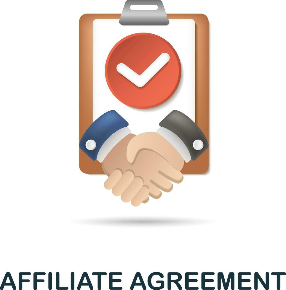 Affiliate Agreement icon. 3d illustration from affiliate marketing collection. Creative Affiliate Agreement 3d icon for web design, templates, infographics and more vector
