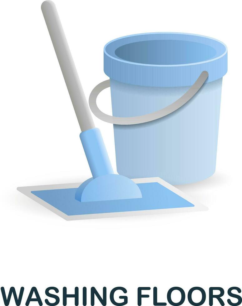 Washing Floors icon. 3d illustration from cleaning collection. Creative Washing Floors 3d icon for web design, templates, infographics and more vector