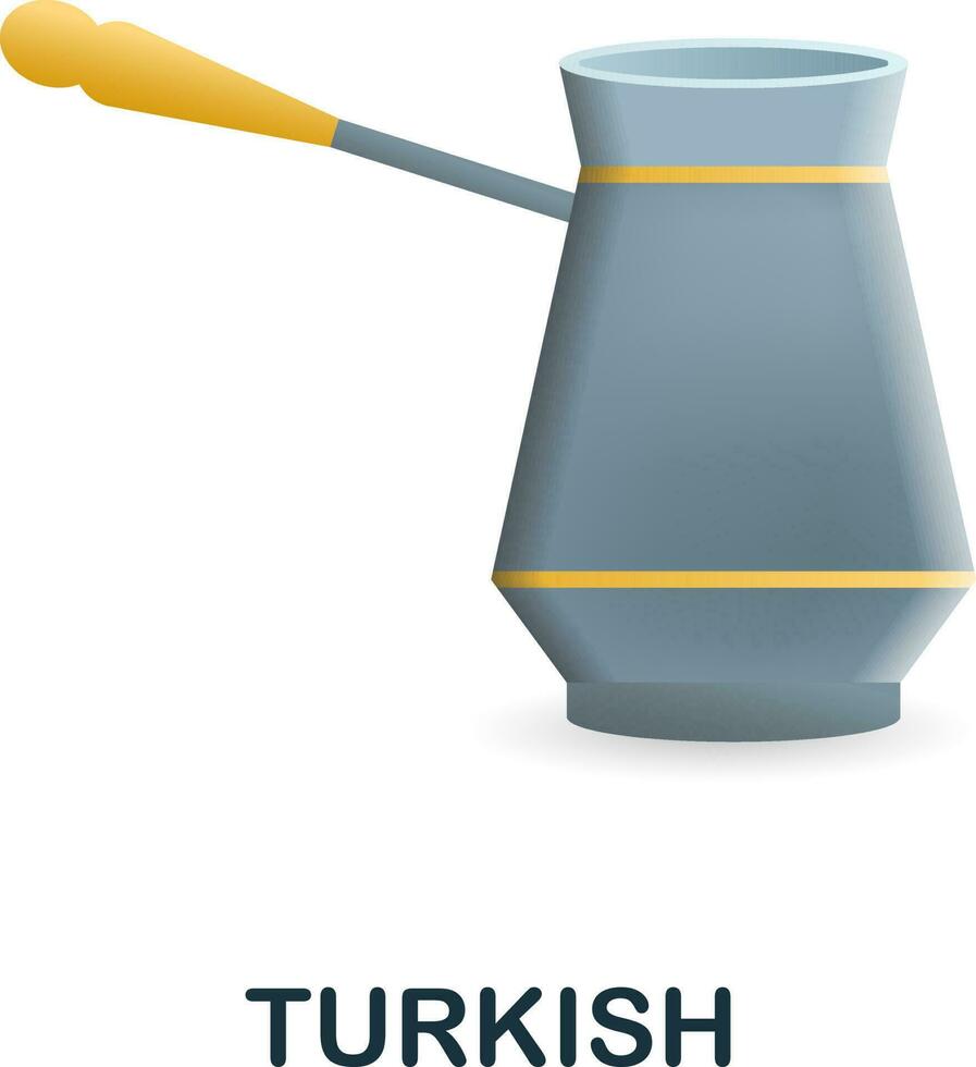 Turkish coffee icon. 3d illustration from coffee collection. Creative Turkish coffee 3d icon for web design, templates, infographics and more vector