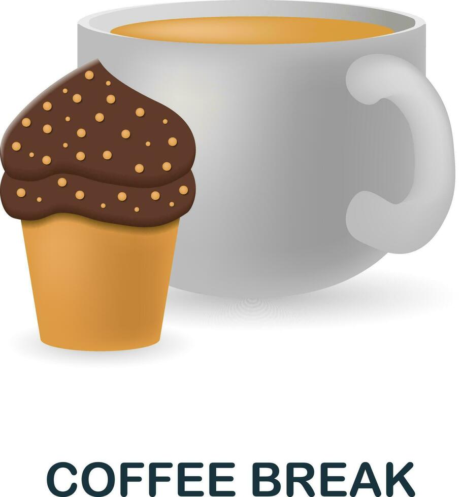 Coffee Break icon. 3d illustration from coffee collection. Creative Coffee Break 3d icon for web design, templates, infographics and more vector