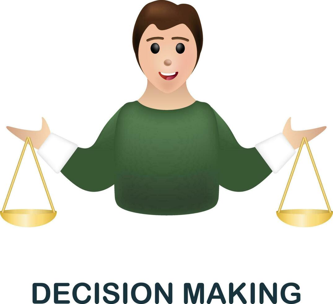 Decision Making icon. 3d illustration from corporate development collection. Creative Decision Making 3d icon for web design, templates, infographics and more vector