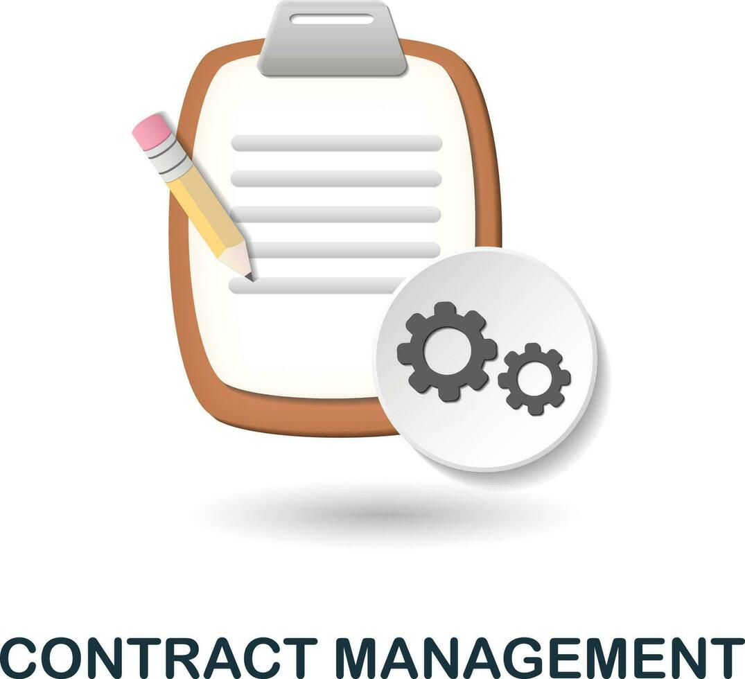 Contract Management icon. 3d illustration from customer relationship collection. Creative Contract Management 3d icon for web design, templates, infographics and more vector