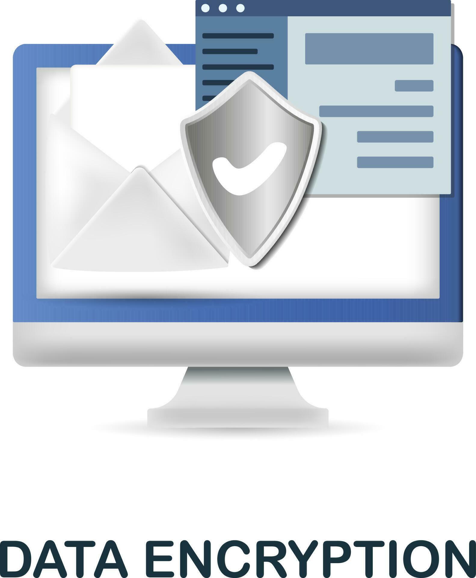 Data Encryption icon. 3d illustration from cybercrime collection ...