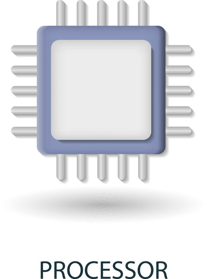 Processor icon. 3d illustration from artificial intelligence collection. Creative Processor 3d icon for web design, templates, infographics and more vector