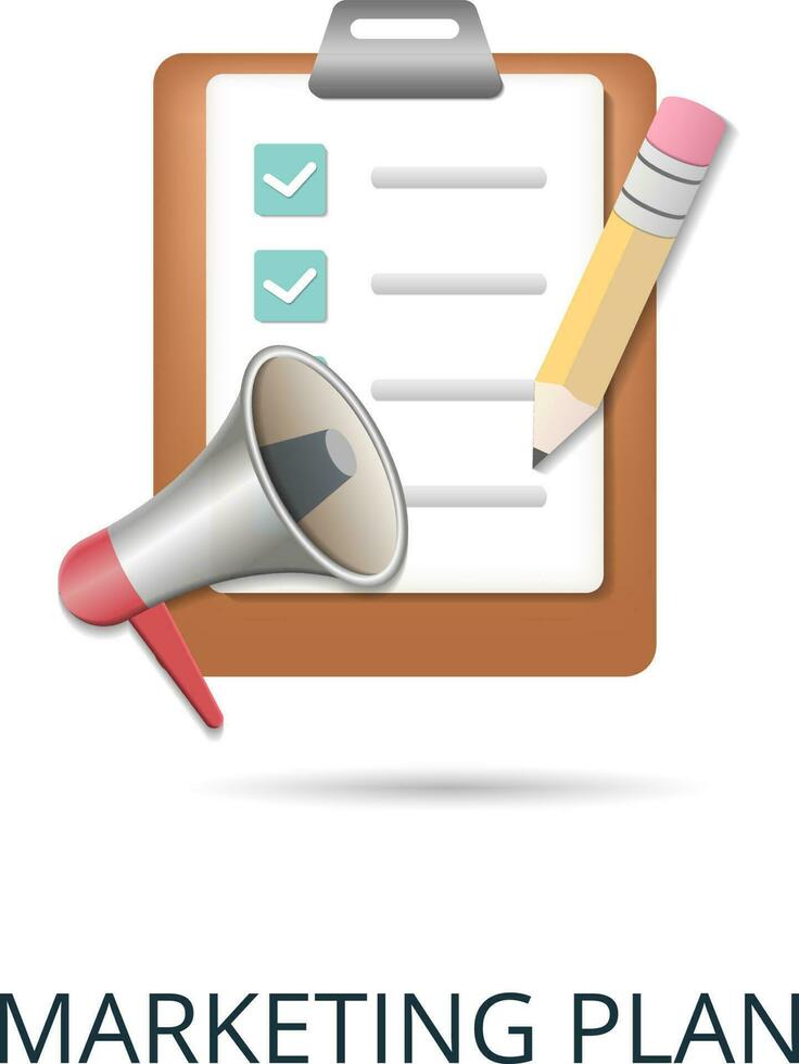 Marketing Plan icon. 3d illustration from business plan collection. Creative Marketing Plan 3d icon for web design, templates, infographics and more vector