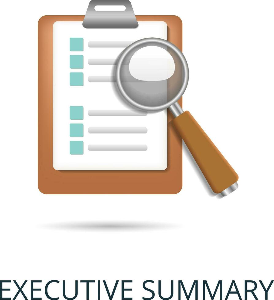 Executive Summary icon. 3d illustration from business plan collection. Creative Executive Summary 3d icon for web design, templates, infographics and more vector