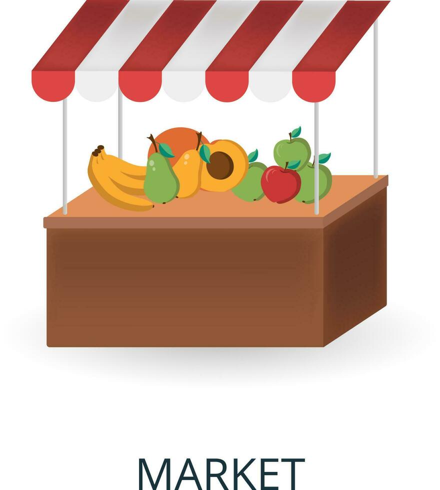 Market icon. 3d illustration from small business collection. Creative Market 3d icon for web design, templates, infographics and more vector